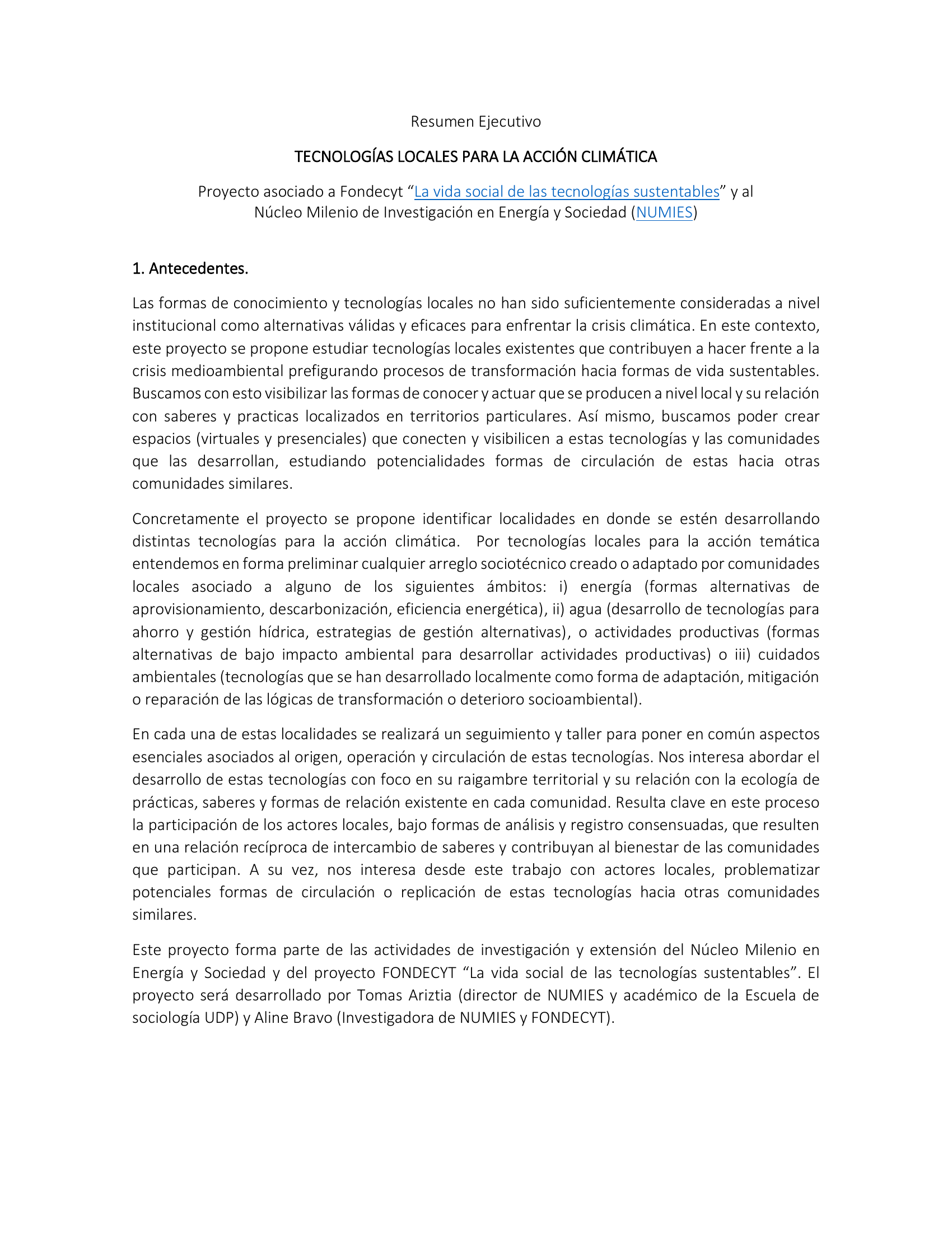Vista previa de Catálogo Tecnologías Locales - Resumen Ejecutivo