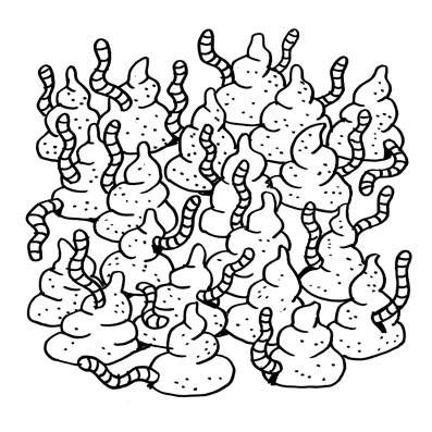 Mojones de caca con lombrices